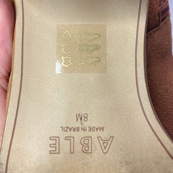 ABLE Chalsea Almond Toe Suede Ankle Western Booties Women's sz. 8 in Cognac - Picture 7 of 7